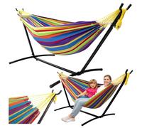 Hamac de jardin avec cadre pour deux personnes coloré 200x120