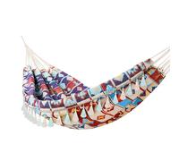 Hamac de Jardin Hamac d'extérieur Camping Lit hamac en Coton Hamacs à Franges en macramé Balcon bohème à Pompons Fait à la Main hamacs Double 2 Personnes (rétro Jacquard,200x150cm, 200kg)