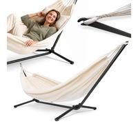 Hamac de jardin hypermotion + support acier noir 295x100x96 cm 100 kg