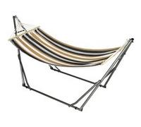 Outsunny Hamac de jardin pliable avec support acier époxy et toile coton-lin 270x100x94 cm Marron