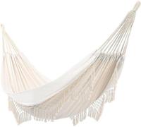 Hamac de jardin pour 2 personnes, hamac en coton doux avec fils de tulle, 210 cm de long x 150 cm de large (blanc)