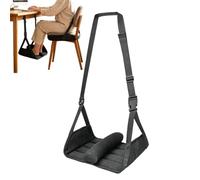 Hamac de pied réglable pour avion avec en bois | Sangle réglable de 48,3 à 89,4 cm en tissu léger avec base en bois épais pour avion, train, bus, voiture, bureau
