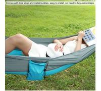 Hamac de voyage portable pour camping, lit suspendu simple avec sangle d'arbre (gris bleu)