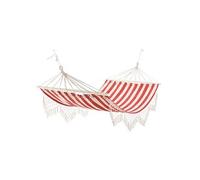 Hamac de voyage portable style hippie chic toile de hamac dim. 2L x 1l m coton polyester rouge crème rayé