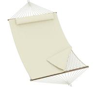Hamac d'extérieur-2 Personnes avec Support,Corde en Coton et Matelas Polyester,Cadre Acier réglable, pour Jardin, terrasse,beige