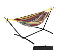 Hamac double avec support en acier robuste - 2 personnes - Capacité 204 kg - Portable et pliable Sac de transport inclus