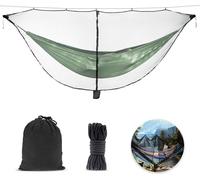 Hamac en filet ultraléger, hamac de voyage portable double ou simple, moustiquaire double face avec fermeture éclair, pour la randonnée, le camping et les voyages en sac à dos (noir) - Udbrud 330 x 15