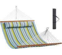 Hamac en tissu double épaisseur avec coussin et cordes de suspension - Hamac de 3,6 mètres (12 pieds) pour 2 personnes - Idéal pour le camping, la terrasse, le jardin et la plage