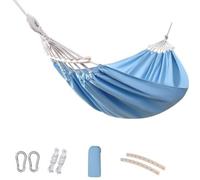 Hamac Extérieur Double Coton Jardin Hamac Suspendu 2 Personnes Brésilien, Hamac Toile Adapté Pour 2 Adultes Idéal Pour Porche, Voyage, Camping,Jardin, Terrasse, Classique 200 Kg C,200*150CM
