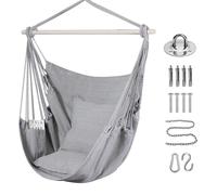 Hamac, fauteuil berçant, coton doux, avec 2 coussins de siège, sac de transport, couleur gris, capacité de 150 kg