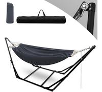 Hamac Izrielar avec support Capacité de charge 150 kg Mobilier de terrasse d'extérieur Support de hamac pliable pour jardin et terrasse
