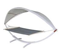 Hamac HWC-J47, jusqu'à 200kg cadre en bois - MVG 420cm 2 personnes blanc gris