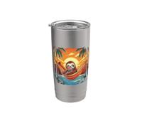 Hamac paresseux coucher de soleil tropical détente palmiers Gobelet isotherme en acier inoxydable double paroi