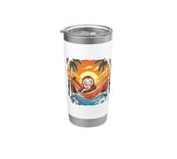 Hamac paresseux coucher de soleil tropical détente palmiers Gobelet isotherme en acier inoxydable double paroi