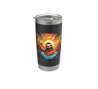 Hamac paresseux coucher de soleil tropical détente palmiers Gobelet isotherme en acier inoxydable double paroi