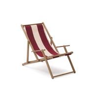 Hamac pliant d'extérieur Vilara à rayures bordeaux et beige, fabriqué à 100% en bois d'acacia massif certifié FSC.