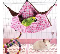 Hamac pour Animaux de Compagnie Lapin Rose, Sac de Couchage Chaud Double Couche pour Petits Animaux et Oiseaux, Peau de Pêche en Polyester Doux, Tailles S/L (Grande Taille)