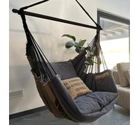 Hamac-siège - Modèle XXL - Pour se détendre en extérieur - Fabriqué à partir de sacs de café - Largeur : 138 cm - Couleur : gris