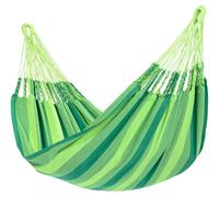 Hamac simple, avec support – Toile en mélange de coton jaune – Structure en bois – Pour jardin et balcon