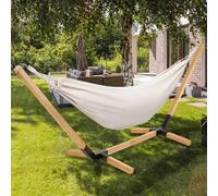 IDMarket Hamac avec support bois Tahiti – toile écrue
