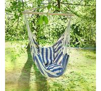 Chaise Hamac Chaise Hamac Blanc Bleu Bois Coton Coussins Jardin Chambre Patio Cour