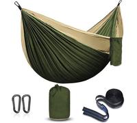 Hamac suspendu en nylon ultra-léger pour le camping et la randonnée - Modèle ultraléger pour le jardin, la pelouse et les pique-niques (kaki/vert militaire)