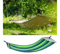 Hamac transat suspendu transat de soleil 100% polyester, bleu et vert, longueur x largeur 280 x 100 cm