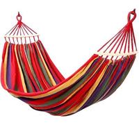 Hamac Unyqoos® en toile de coton dense, capacité de charge de 300 kg, avec 2 supports, sangles métalliques robustes avec nœuds, dimensions 200 x 100 cm, couleur rouge (Rojo), idéal pour les voyages, l