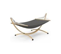 IDMarket - Hamac XL avec Support métal Effet Bois et Toile Grise