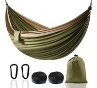 Hamac XXL 2 Places 300 x 200 cm - Pliable, Ultra-Léger et Portable - Hamac Extérieur avec Capacité de 300 kg - Idéal pour Jardin, Camping, Voyage, Balcon et Intérieur (Vert Militaire)