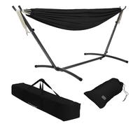 ML-Design Hamac Double avec Support Réglable, Acier, Noir, Place pour 2 Personnes, Intérieur/Extérieur, Chaise Hamac XXL, avec Sac Pratique et Sac de Transport, Portable, pour Jardin, Camping, Balcon