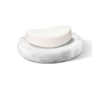 HAMAKAWA Porte Savon Douche Marbre Naturel, Petit Vide Poche Rond Blanc Carrara 11cm