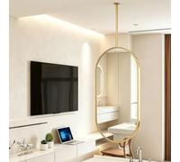 Hamankim Miroir de toilettage Suspendu au Plafond avec Miroir encadré Ovale | Miroir de salle de bains suspendu pour vestiaire salon boutique ou hôtel miroir en verre trempé personnalisable(40cmx60cm)