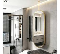 Hamankim Miroirs Suspendus ovales Modernes pour Le Rasage des Toilettes | Miroir de courtoisie monté au plafond avec tige robuste élégants pour entrée vestiaire magasin de vêtements(50cmx80cm)