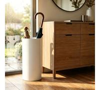 Hamankim Porte-parapluie rond organisateur de parapluie simple sur pied avec collecte d'eau cachée, support de parapluie commercial en PVC pour entrée, maison, bureau(Blanc)