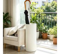 Hamankim Porte-parapluies rond de grande capacité support de rangement sur pied antirouille pour l'entrée d'une maison d'un hôtel seau à parapluies pour ranger les longs parapluies pliants(Blanc)