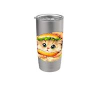 Hamburger mignon chat drôle Kitty Sandwich Burger Fast Food Gobelet isotherme en acier inoxydable double paroi