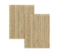 HAMID - Pack 2 Tapis de Jute Granada 100% Fibre de Jute Naturelle - Moquette Douce et Résistance Moyenne - Tissé à la Main - Salon, Chambre, Tapis de Couloir - Naturel (Pack 2 (70x50cm))