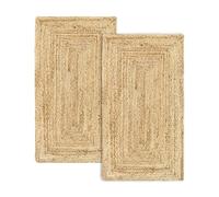 HAMID - Pack 2 Tapis en Fibre de Jute Alhambra 100% Naturel Tressé à la Main pour Salon, Salle à Manger, Chambre, Couloirs (Naturelle, 150x80 cm, 2 pcs)