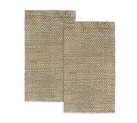 HAMID - Pack 2 Tapis en Jute Alcazar Couleur Naturelle, Tapis 100% Fibre de Jute, Tressé à la Main, Tapis de Salon, Salle à Manger, Chambre, Couloirs, (80x150cm) 2 pcs…