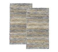 HAMID - Pack 2 Tapis en Jute de Laine Olivia 60x110cm, Tapis en Laine et Jute Tissé à la Main pour Salon, Chambre, Salon, Couleur Bleu Marbré