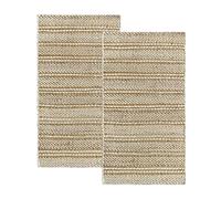 HAMID - Pack 2 Tapis en Jute de Laine Olivia 80x150cm, Tapis en Laine et Jute Tissé à la Main pour Salon, Chambre, Salon, Blanc Naturel