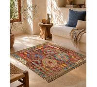 HAMID Tapis carré Kilim Herat, tissé à la Main en Laine 100%, Tapis Kilim pour Salon, Salle à Manger, séjour... (100x96)