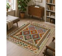 HAMID Tapis carré Kilim Herat, tissé à la Main en Laine 100%, Tapis Kilim pour Salon, Salle à Manger, séjour... (145x150)