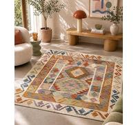 HAMID Tapis carré Kilim Herat, tissé à la Main en Laine 100%, Tapis Kilim pour Salon, Salle à Manger, séjour... (148x150)