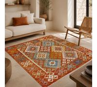 HAMID Tapis carré Kilim Herat, tissé à la Main en Laine 100%, Tapis Kilim pour Salon, Salle à Manger, séjour... (153x153)