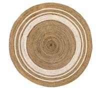 Hamid - Tapis en Fibre de Jute Alhambra 100% Naturel Blanc Rond Tissé à la Main pour Salon, Chambre, Couloir (Blanc, 150x150 cm)