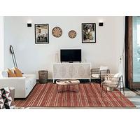 HAMID - Tapis en Jute de Laine Olivia, Tapis en Laine et Jute Tissé à la Main pour Salon, Chambre, Salon, Couleur Rouge Naturelle, (160x230cm)