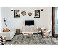 HAMID - Tapis en Jute de Laine Olivia, Tapis en Laine et Jute Tissé à la Main pour Salon, Chambre, Salon, Couleur Bleu Marbré, (250x300cm)