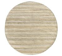 HAMID - Tapis en Jute Ronde de Laine Olivia, Tapis en Laine et Jute Ronde, Tissé à la Main pour Salon, Chambre, Salon, Couleur Blanc Naturel, (150x150cm)